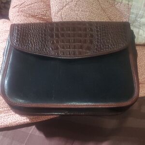 Brahmin Black and Brown Leather Shoulder Bag